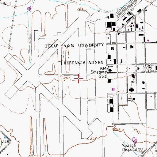 Topographic Map of Bryan Air Force Base (historical), TX
