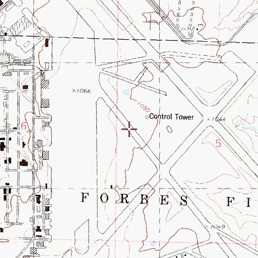 Topographic Map of Forbes Air Force Base (historical), KS