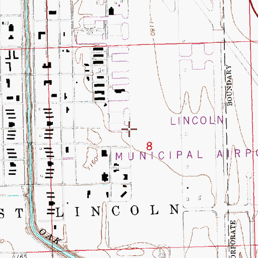 Topographic Map of Lincoln Air Force Base (historical), NE