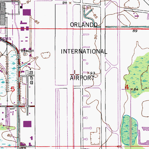 Topographic Map of McCoy Air Force Base (historical), FL
