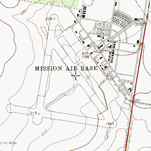 Topographic Map of Moore Air Force Base (historical), TX