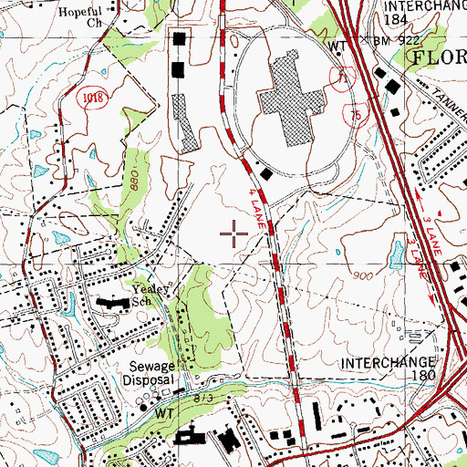 Topographic Map of Florence Plaza Shopping Center, KY