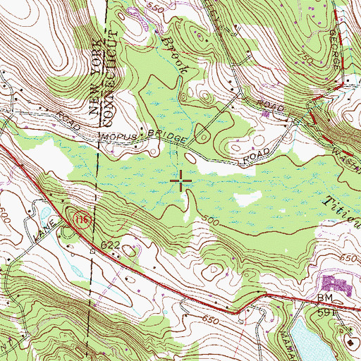 Topographic Map of Mopus Brook, CT