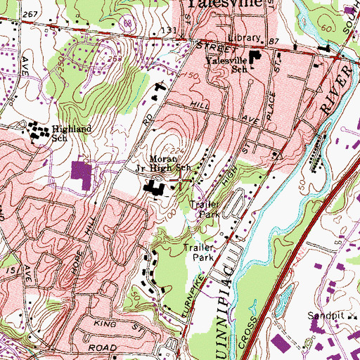 Topographic Map of James H Moran Middle School, CT