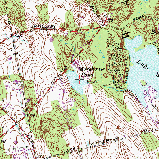 Topographic Map of Morehouse Pond, CT