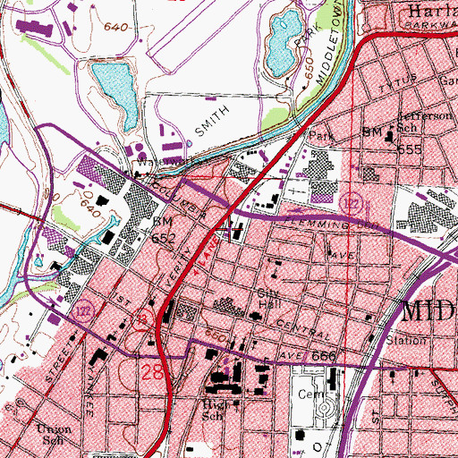 Topographic Map of Middletown Division of Fire Station 1, OH