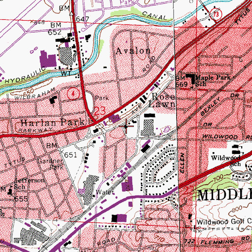 Topographic Map of Middletown Division of Fire Station 4, OH