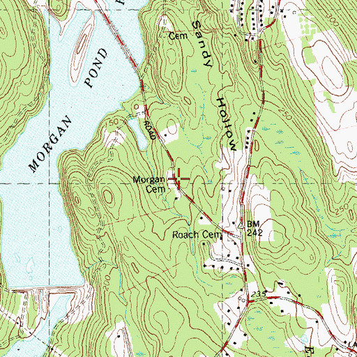 Topographic Map of Morgan Cemetery, CT
