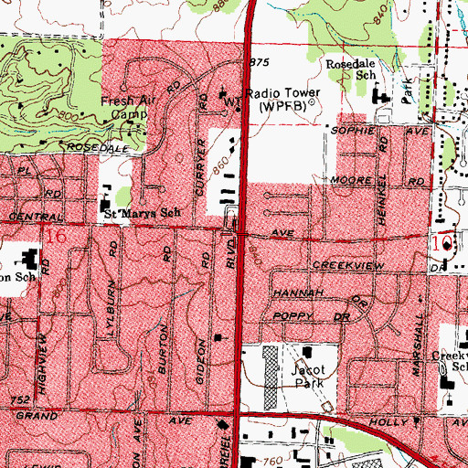 Topographic Map of Middletown Division of Fire Station 5, OH