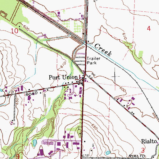 Topographic Map of Port Union Bible Chapel, OH