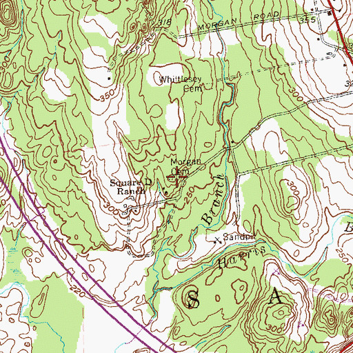 Topographic Map of Morgan Cemetery, CT