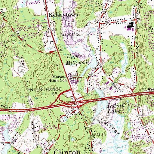 Topographic Map of Morgan High School, CT