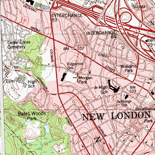 Topographic Map of Morgan Park, CT