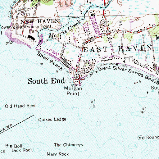 Topographic Map of Morgan Point, CT