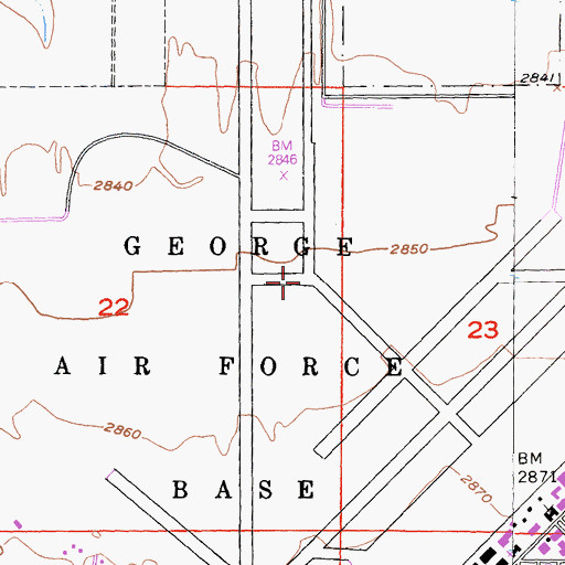 Topographic Map of George Air Force Base (historical), CA