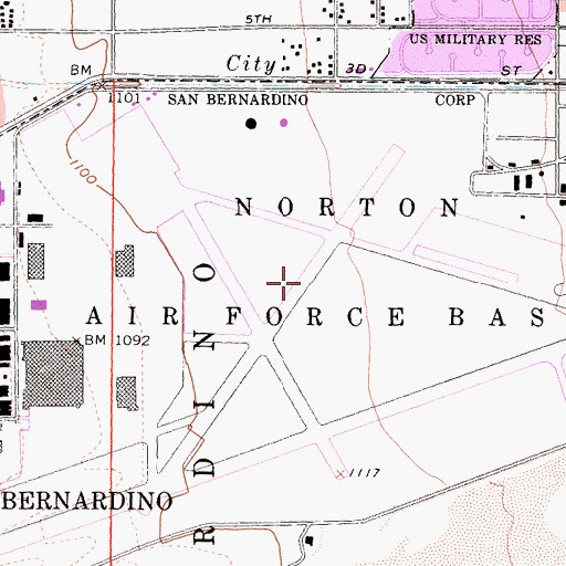 Topographic Map of Norton Air Force Base (historical), CA