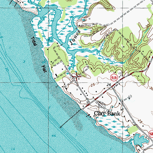 Topographic Map of Clay Bank Acres, VA