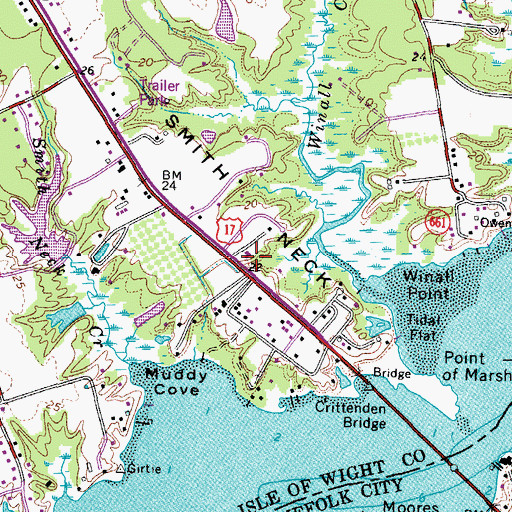 Topographic Map of Faith Free Will Baptist Church, VA