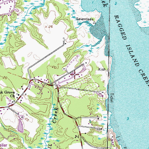 Topographic Map of Bayview, VA
