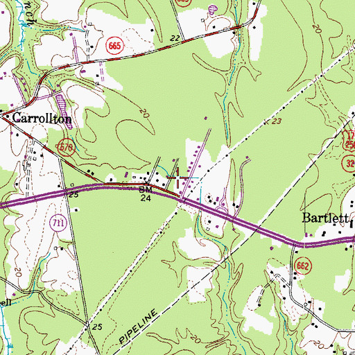 Topographic Map of Booker T Estates, VA