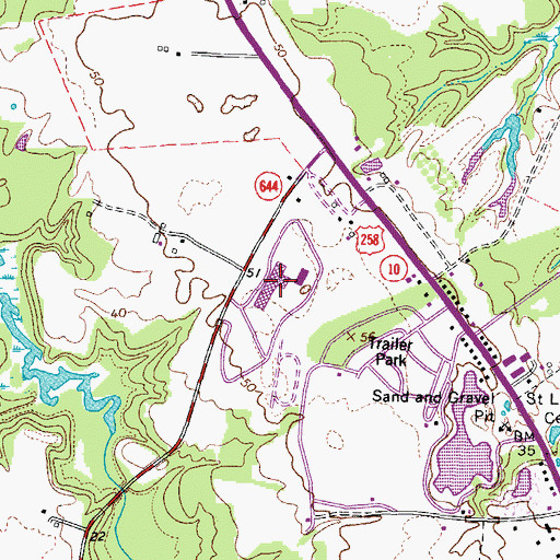 Topographic Map of Smithfield High School, VA