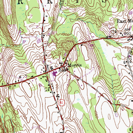 Topographic Map of Morris, CT