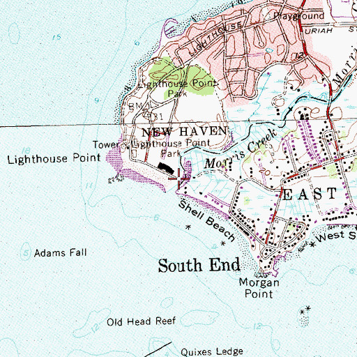 Topographic Map of Morris Creek, CT