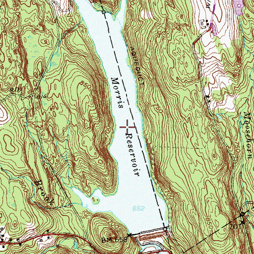 Topographic Map of Morris Reservoir, CT