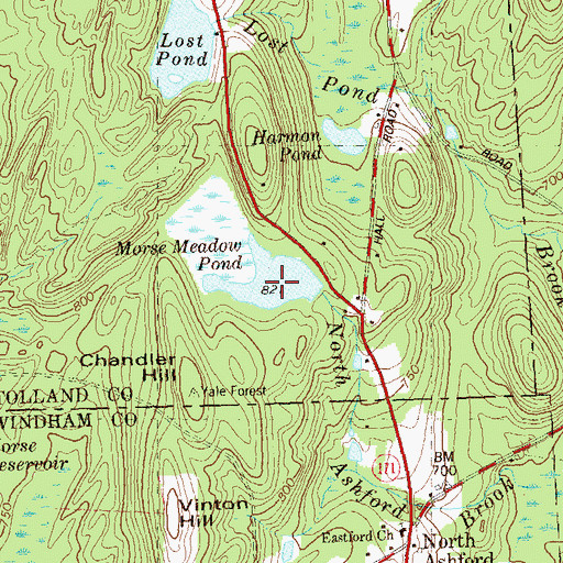 Topographic Map of Morse Meadow Pond, CT