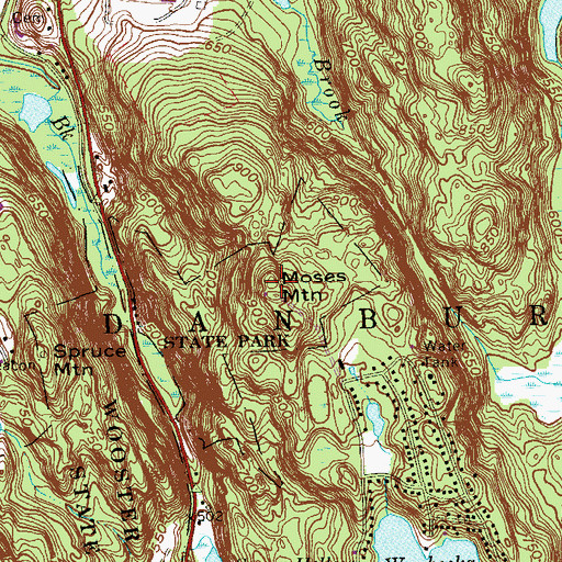 Topographic Map of Moses Mountain, CT