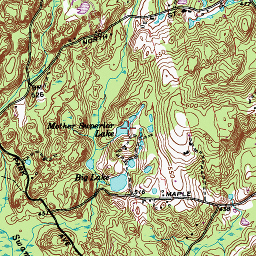 Topographic Map of Mother Superior Lake, CT