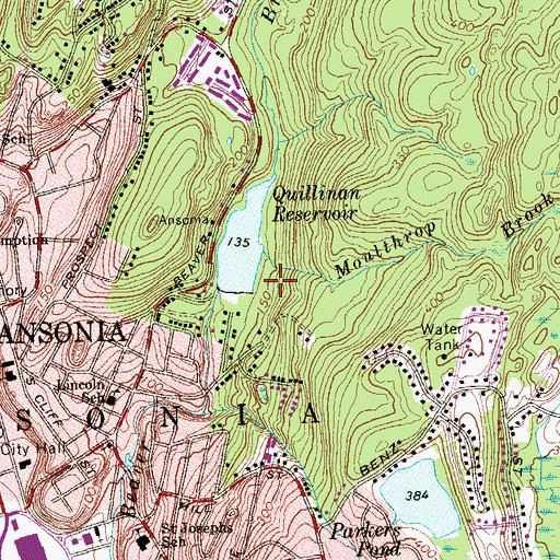 Topographic Map of Moulthrap Brook, CT