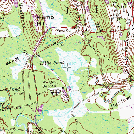 Topographic Map of Moulthrop Brook, CT