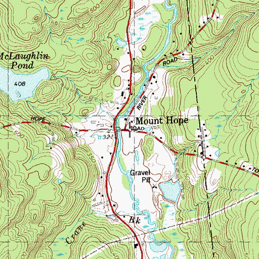 Topographic Map of Mount Hope, CT