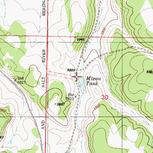 Topographic Map of Mixon Tank, AZ