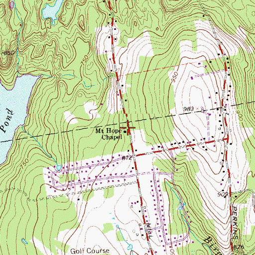 Topographic Map of Mount Hope Chapel, CT