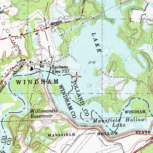 Topographic Map of Mount Hope River, CT