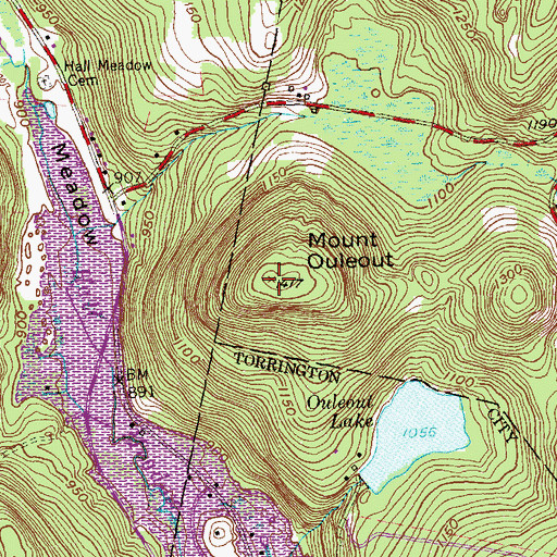 Topographic Map of Mount Ouleout, CT