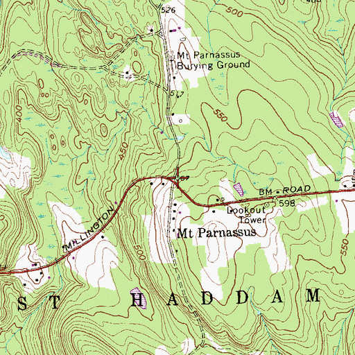 Topographic Map of Mount Parnassus, CT