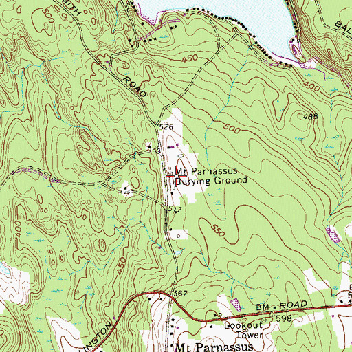 Topographic Map of Mount Parnassus Cemetery, CT