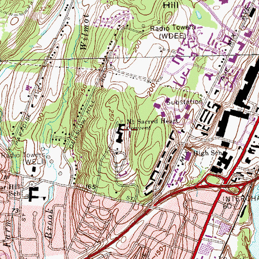 Topographic Map of Mount Sacred Heart Convent, CT