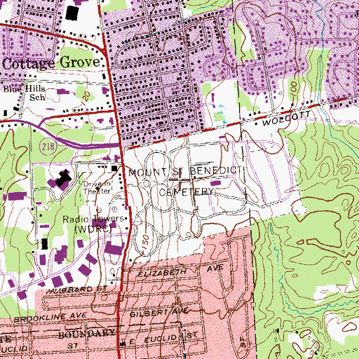Topographic Map of Mount Saint Benedict Cemetery, CT