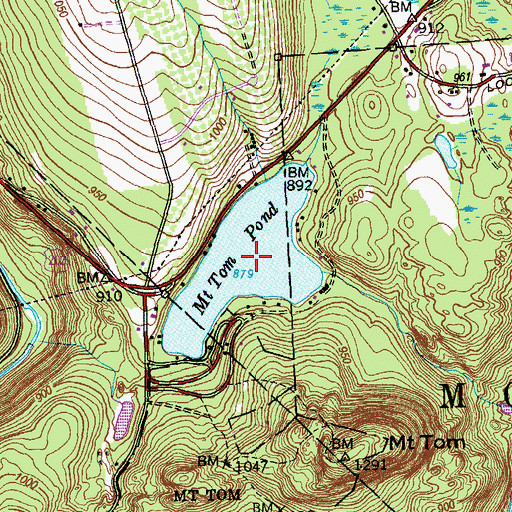 Topographic Map of Mount Tom Pond, CT