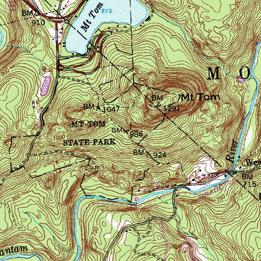 Topographic Map of Mount Tom State Park, CT