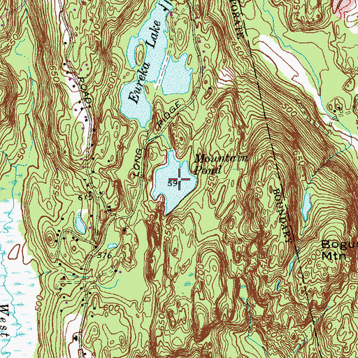 Topographic Map of Mountain Pond, CT