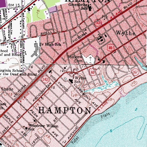 Topographic Map of Hampton Fire and Rescue Station 3 Wythe, VA