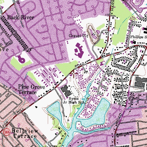 Topographic Map of Hampton Fire and Rescue Station 7 Willow Oaks, VA