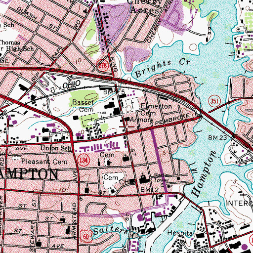 Topographic Map of Pen Tran Bus Facility, VA