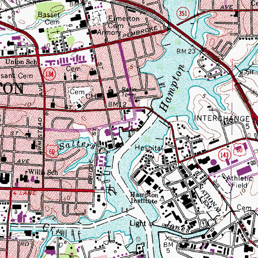 Topographic Map of Hampton Visitors Center, VA