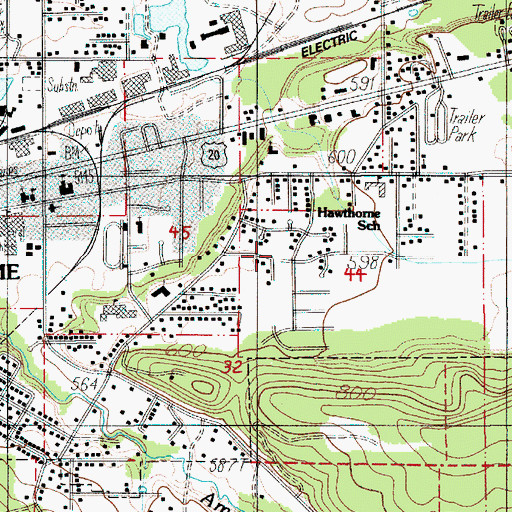 Topographic Map of Ashbrook Park, OR